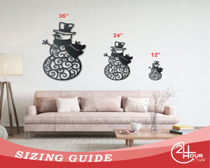 Metal Snowman Wall Art | Winter Holiday | Indoor Outdoor | Up to 36" | Over 20 Color Options