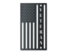 Load image into Gallery viewer, Metal Veteran USA Flag Wall Art | Veterans Patriotic | Indoor Outdoor | Up to 36&quot; | Over 20 Color Options
