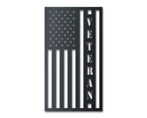Metal Veteran USA Flag Wall Art | Veterans Patriotic | Indoor Outdoor | Up to 36" | Over 20 Color Options