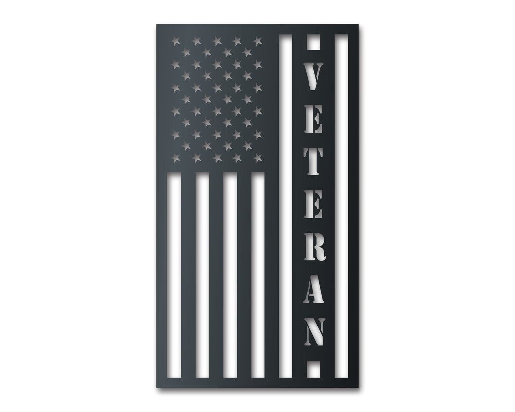 Metal Veteran USA Flag Wall Art | Veterans Patriotic | Indoor Outdoor | Up to 36