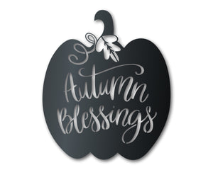 Metal Autumn Blessings Wall Art | Indoor Outdoor | Up to 36" | Over 20 Color Options