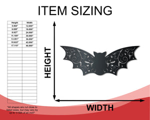 Metal Floral Bat Wall Art | Halloween | Indoor Outdoor | Up to 36" | Over 20 Color Options