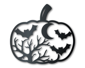 Metal Pumpkin Bats Wall Art | Halloween | Indoor Outdoor | Up to 36" | Over 20 Color Options