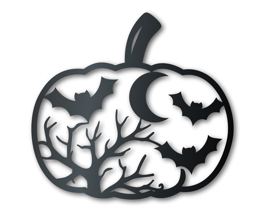 Metal Pumpkin Bats Wall Art | Halloween | Indoor Outdoor | Up to 36