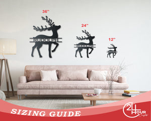 Custom Metal Split Reindeer Wall Art | Winter Holiday | Indoor Outdoor | Up to 36" | Over 20 Color Options