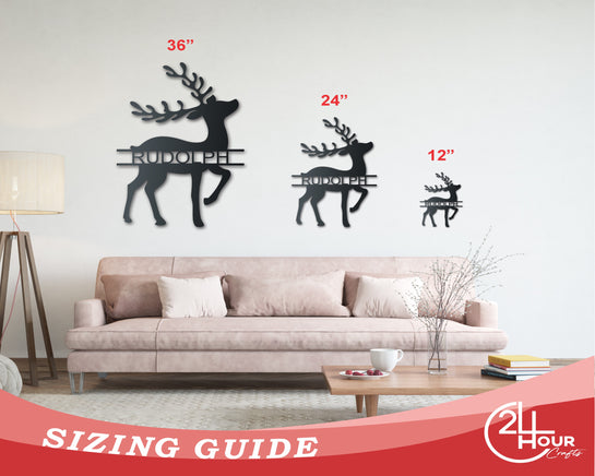 Custom Metal Split Reindeer Wall Art | Winter Holiday | Indoor Outdoor | Up to 36