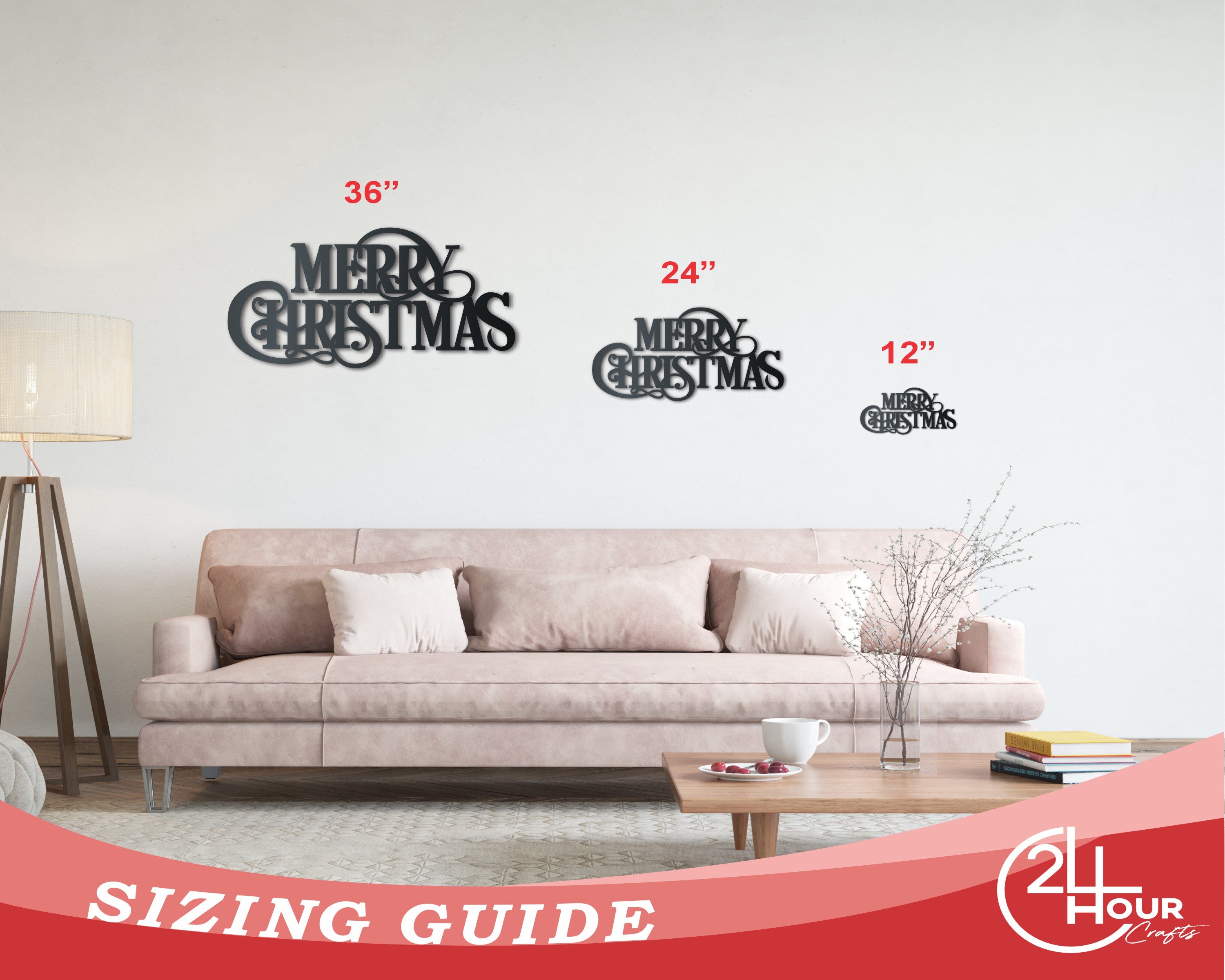 Metal Merry Christmas Wall Art | Indoor Outdoor | Up to 36