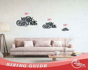 Metal Merry Christmas Wall Art | Indoor Outdoor | Up to 36" | Over 20 Color Options