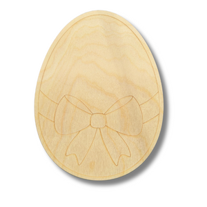 Unfinished Wood Etched Bow Easter Egg Shape | Paint By Line Crafts | up to 30" DIY