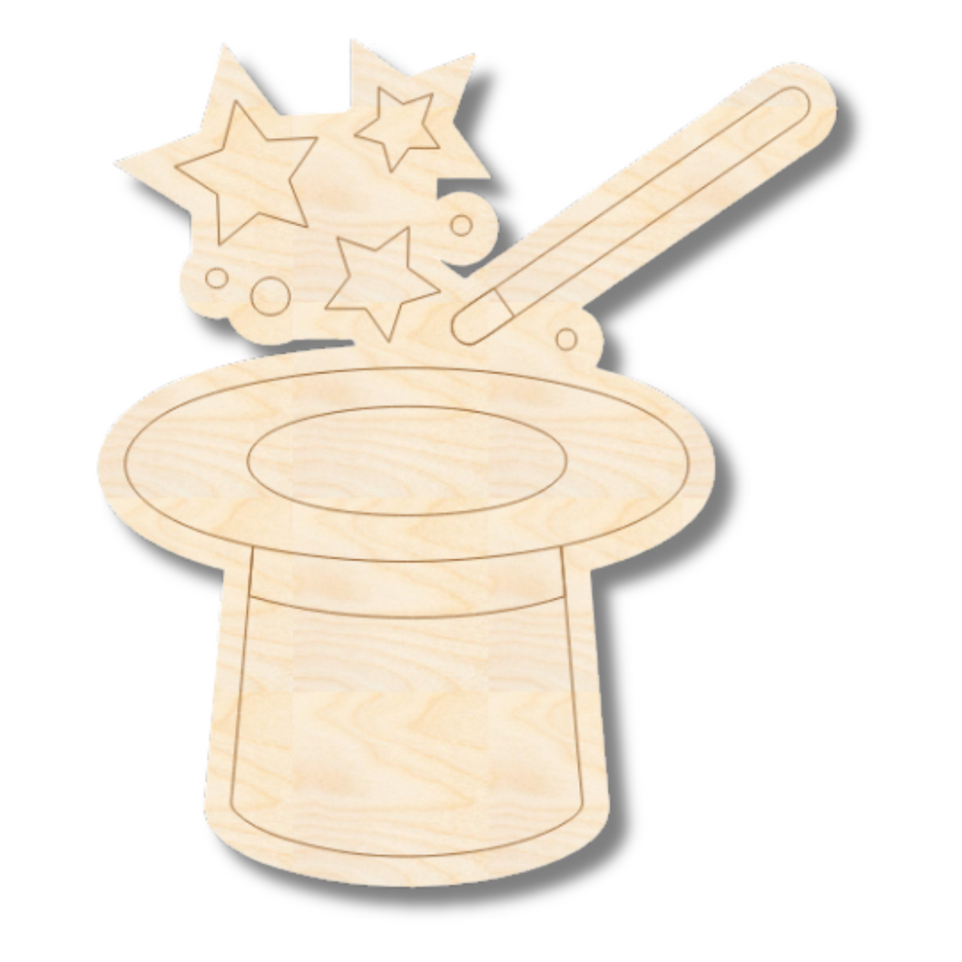 Unfinished Wood Etched Magic Hat Shape | Paint By Line Crafts | up to 30