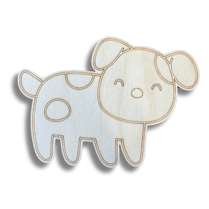 Unfinished Wood Etched Farm Dog Shape | Paint By Line Crafts | up to 30" DIY