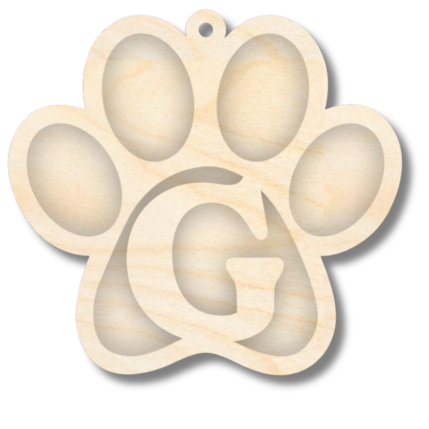 Unfinished Wood Layered Letter Paw Print Tags | A-Z | 2 Piece | 5