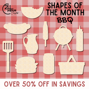 June Shape of the Month |  Hot Dog Wood Cutout | BBQ | Unfinished Craft
