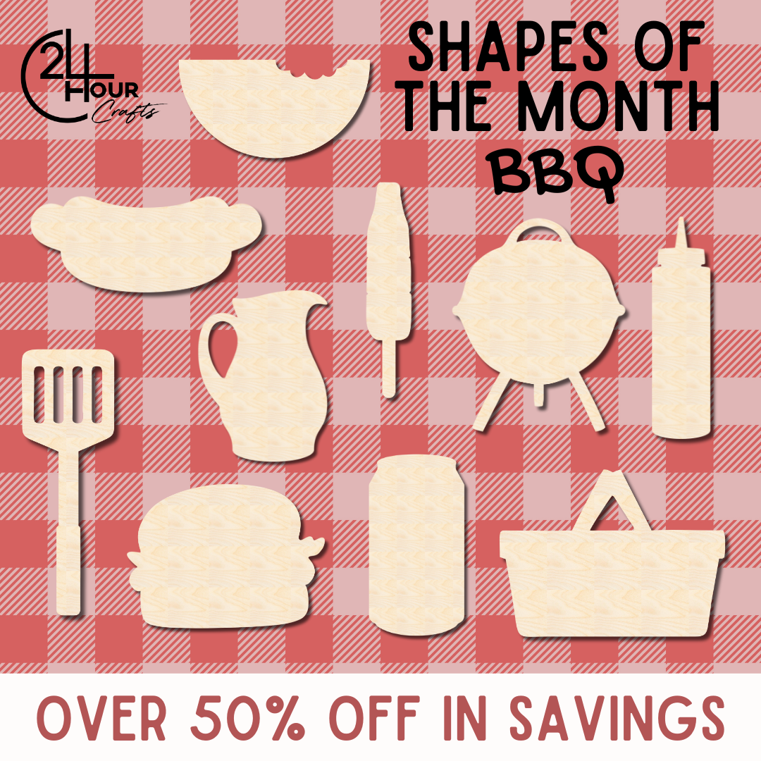 June Shape of the Month | Slotted Turner Wood Cutout | BBQ | Unfinishe ...