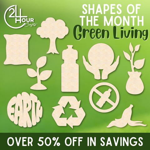 April Shape of the Month | Earth Wood Cutout | Green Living | Unfinished Craft