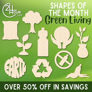April Shape of the Month | No Plastic Sign Wood Cutout | Green Living | Unfinished Craft