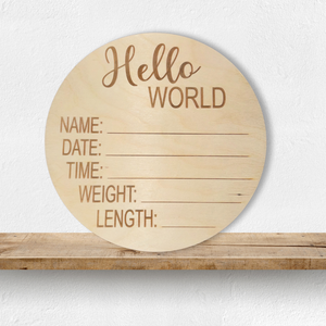 Baby Announcement Birth Stats Wood Round | Engraved Wood Cutouts | 1/4" Thick |