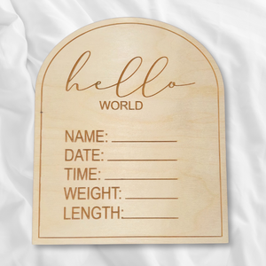 Baby Announcement Birth Stats Wood Arch | Engraved Wood Cutouts | 1/4" Thick |