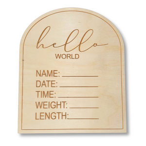 Baby Announcement Birth Stats Wood Arch | Engraved Wood Cutouts | 1/4" Thick |