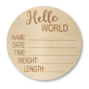 Baby Announcement Birth Stats Wood Round | Engraved Wood Cutouts | 1/4" Thick |