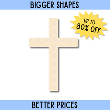 Load image into Gallery viewer, Bigger Better | Unfinished Wood Cross Shape | DIY Craft Cutout
