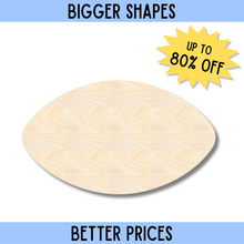 Load image into Gallery viewer, Bigger Better | Unfinished Wood Football Shape | DIY Craft Cutout |
