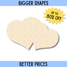 Load image into Gallery viewer, Bigger Better | Unfinished Wood Double Heart Shape |  DIY Craft Cutout |
