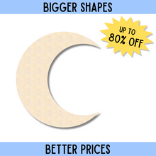 Load image into Gallery viewer, Bigger Better | Unfinished Wood Crescent Moon Shape | DIY Craft Cutout |
