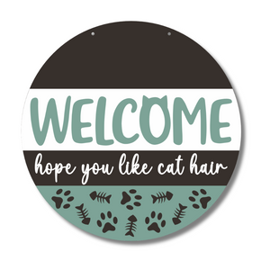 Unfinished Wood Cat Welcome Door Sign Kit | Wood Craft Cutouts | 1/4" Thick |