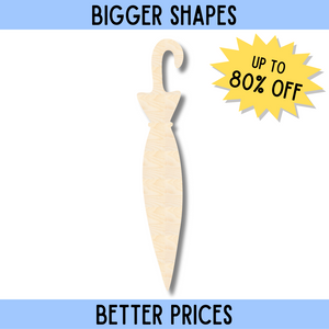 Bigger Better | Unfinished Wood Closed Umbrella Shape |  DIY Craft Cutout
