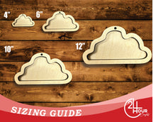 Load image into Gallery viewer, Unfinished Wood 2 Layer Cloud Shadowbox Shape | DIY Craft Cutout | up to 46&quot; DIY
