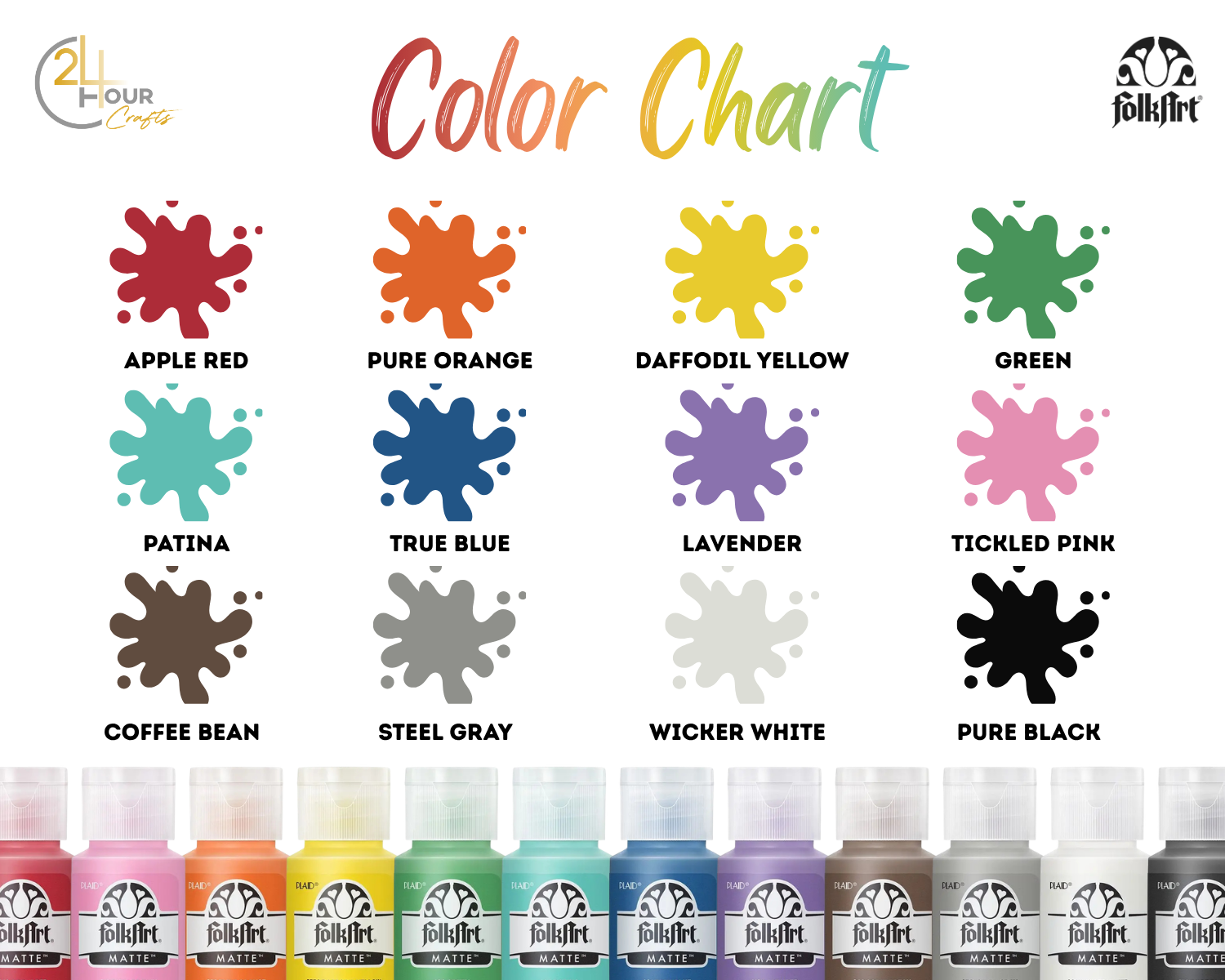 FolkArt Acrylic Paint | 2 oz | Matte Multi-Surface Craft Paint | MADE IN THE USA | Non-Toxic | 12 Colors