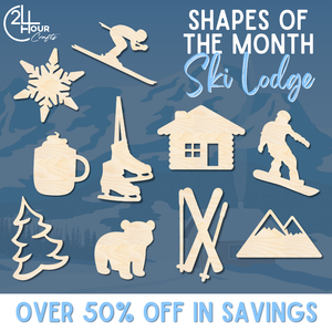 January Shape of the Month | Snowboarder Cutout | Ski Lodge | Unfinished Craft