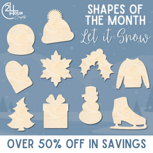 Load image into Gallery viewer, December Shape of the Month | Winter Hat Cutout | Let It Snow | Unfinished Craft
