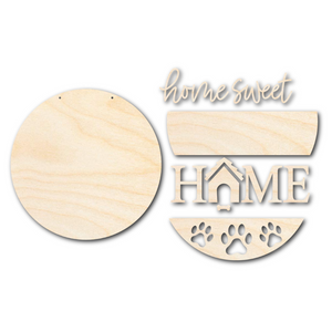 Unfinished Wood Dog Home Sweet Home Door Sign Kit | Wood Craft Cutouts | 1/4" Thick |