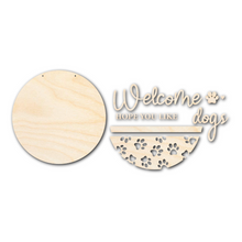 Load image into Gallery viewer, Unfinished Wood Dog Welcome Door Sign Kit | Wood Craft Cutouts | 1/4&quot; Thick |
