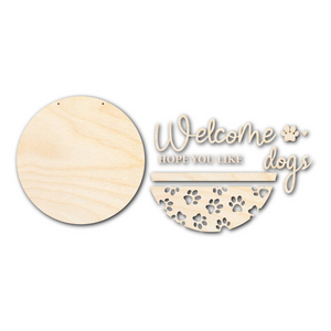 Unfinished Wood Dog Welcome Door Sign Kit | Wood Craft Cutouts | 1/4" Thick |