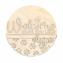 Load image into Gallery viewer, Unfinished Wood Dog Welcome Door Sign Kit | Wood Craft Cutouts | 1/4&quot; Thick |
