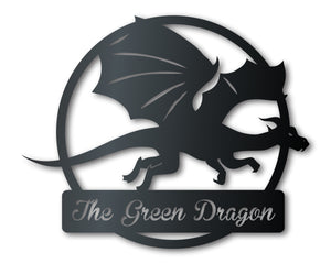 Metal Dragon Wall Art | Fantasy Dragon Sign | Indoor Outdoor | Up to 46" | Over 20 Color Options