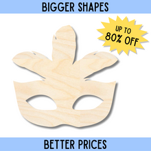 Load image into Gallery viewer, Bigger Better | Unfinished Wood Feather Mask Silhouette | DIY Craft Cutout |
