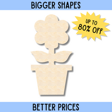 Load image into Gallery viewer, Bigger Better | Unfinished Wood Flower in Pot Silhouette | DIY Craft Cutout |
