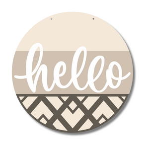 Unfinished Wood Geometric Hello Door Sign Kit | Wood Craft Cutouts | 1/4" Thick |