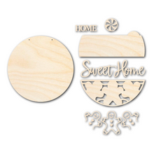 Load image into Gallery viewer, Unfinished Wood Gingerbread Home Sweet Home Door Sign Kit | Wood Craft Cutouts | 1/4&quot; Thick |
