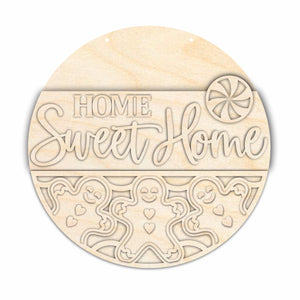 Unfinished Wood Gingerbread Home Sweet Home Door Sign Kit | Wood Craft Cutouts | 1/4" Thick |