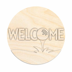 Unfinished Wood Golf Welcome Door Sign Kit | Wood Craft Cutouts | 1/4" Thick |