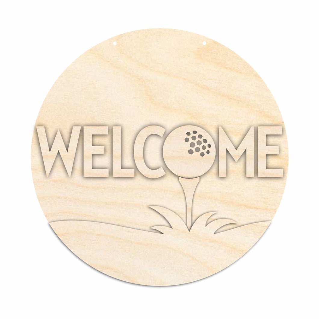 Unfinished Wood Golf Welcome Door Sign Kit | Wood Craft Cutouts | 1/4