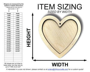 Unfinished Wood 2 Layer Heart Shadowbox Shape | DIY Craft Cutout | up to 46" DIY
