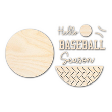 Load image into Gallery viewer, Unfinished Wood Hello Baseball Season Door Sign Kit | Wood Craft Cutouts | 1/4&quot; Thick |
