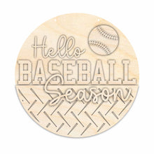 Load image into Gallery viewer, Unfinished Wood Hello Baseball Season Door Sign Kit | Wood Craft Cutouts | 1/4&quot; Thick |
