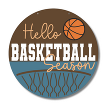 Load image into Gallery viewer, Unfinished Wood Hello Basketball Season Door Sign Kit | Wood Craft Cutouts | 1/4&quot; Thick |
